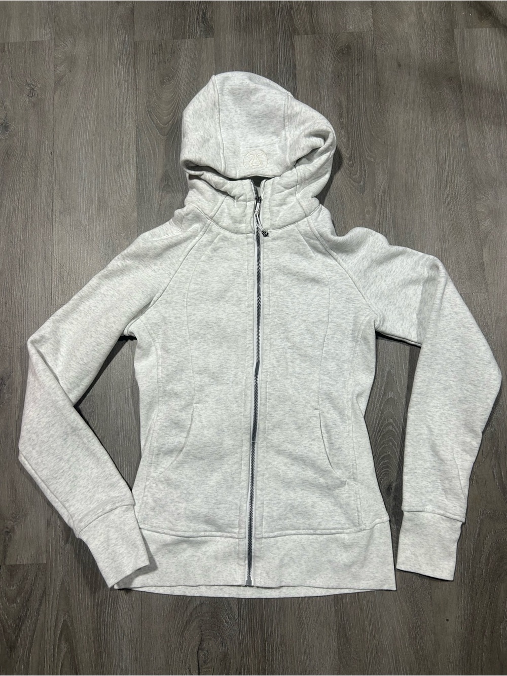 Lululemon Grey and Silver Scuba Zip up Hoodie Sz 8